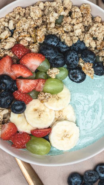 dry breakfast, breakfast, fruit Wallpaper 640x1136