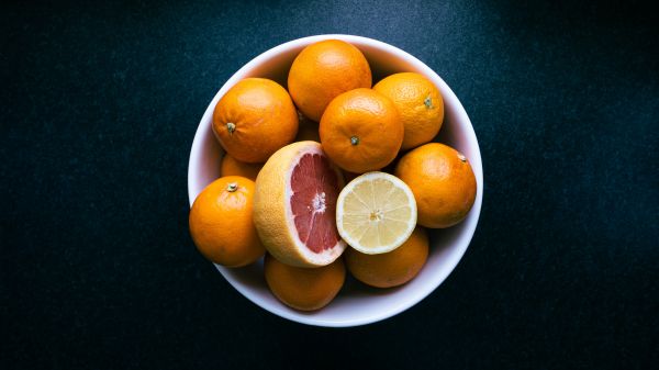 fruit plate, tangerines Wallpaper 1366x768