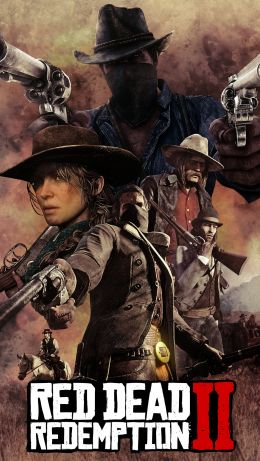 Обои 640x1136 Red Dead Redemption 2, дикий запад