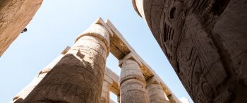 Обои 3440x1440 Египет, колонны, иероглифы