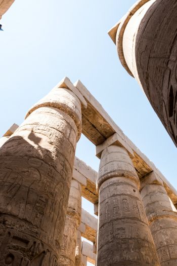 Обои 640x960 Египет, колонны, иероглифы