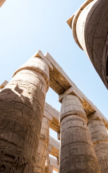 Обои 1600x2560 Египет, колонны, иероглифы