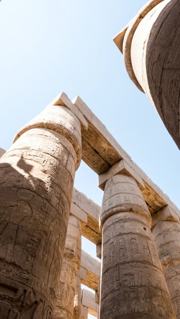 Обои 640x1136 Египет, колонны, иероглифы