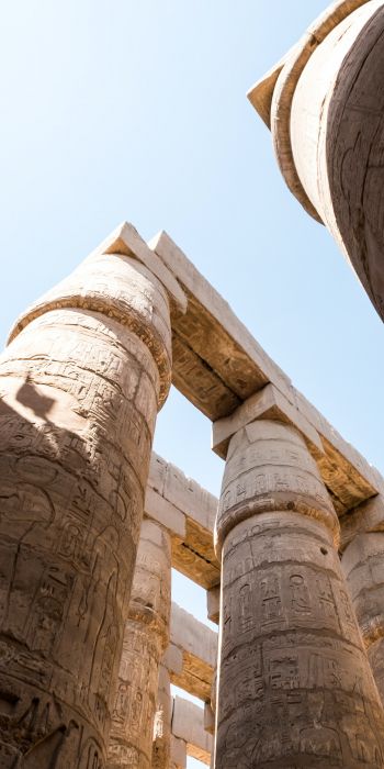 Обои 720x1440 Египет, колонны, иероглифы
