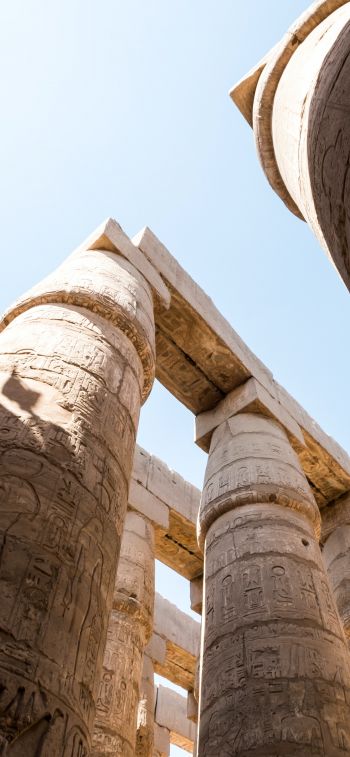 Обои 1170x2532 Египет, колонны, иероглифы