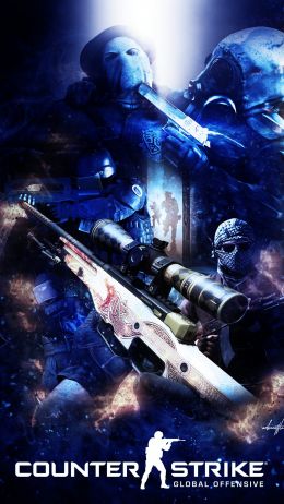 Обои 720x1280 Counter-Strike: Global Offensive, синие обои