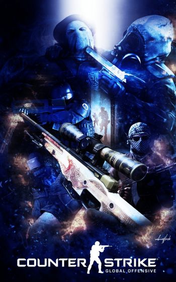 Обои 800x1280 Counter-Strike: Global Offensive, синие обои