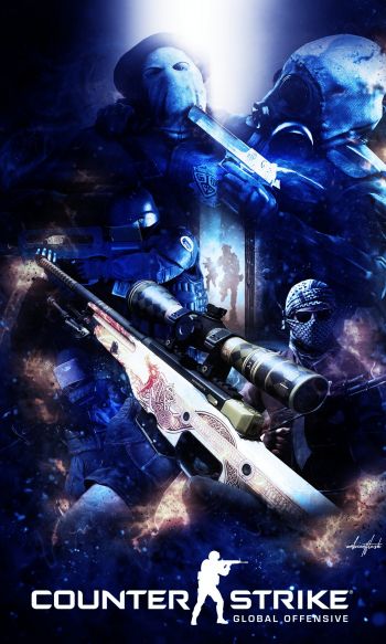 Обои 1200x2000 Counter-Strike: Global Offensive, синие обои