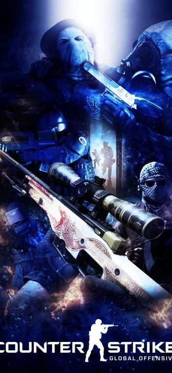 Обои 828x1792 Counter-Strike: Global Offensive, синие обои