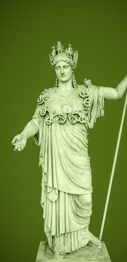 Обои 1080x2220 статуя, зеленый фон