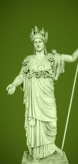 Обои 1080x2280 статуя, зеленый фон