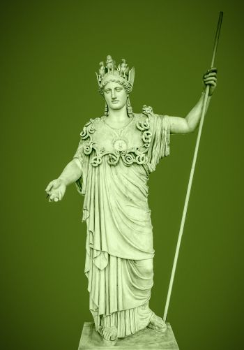 Обои 1668x2388 статуя, зеленый фон
