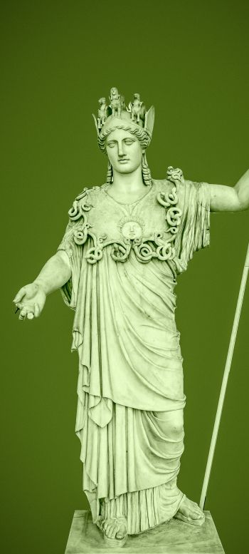 statue, green background Wallpaper 1440x3200