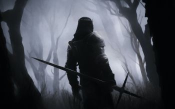 warrior, forest, sword Wallpaper 2560x1600