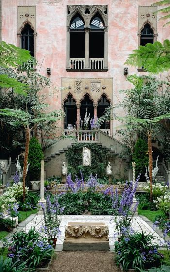 beautiful garden, plants, statues Wallpaper 1600x2560