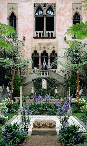 beautiful garden, plants, statues Wallpaper 1200x2000