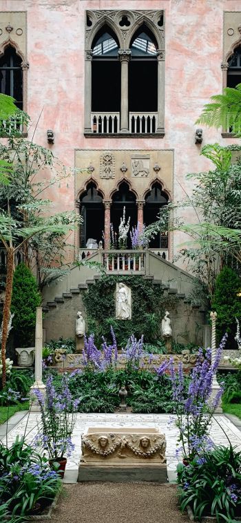 beautiful garden, plants, statues Wallpaper 828x1792