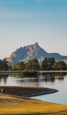 lake, mountains, mountain range Wallpaper 600x1024