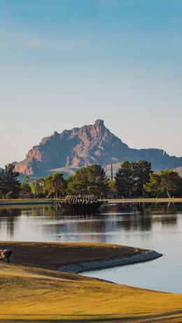 lake, mountains, mountain range Wallpaper 640x1136