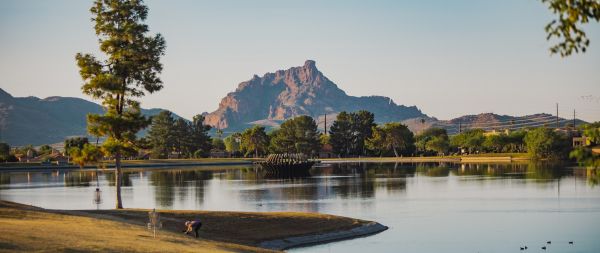 lake, mountains, mountain range Wallpaper 2560x1080