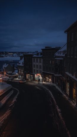 Quebec, Canada, evening street Wallpaper 640x1136