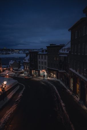 Quebec, Canada, evening street Wallpaper 640x960