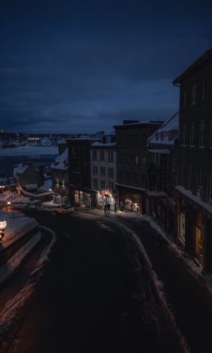 Quebec, Canada, evening street Wallpaper 1200x2000