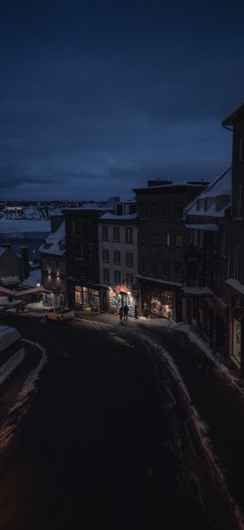 Quebec, Canada, evening street Wallpaper 1080x2340