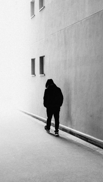 Paris, France, lonely man Wallpaper 640x1136