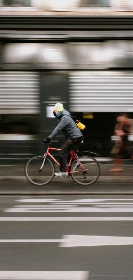 Paris, France, cyclist Wallpaper 1440x3040