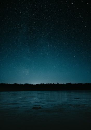 Обои 1668x2388 звездная ночь, озеро