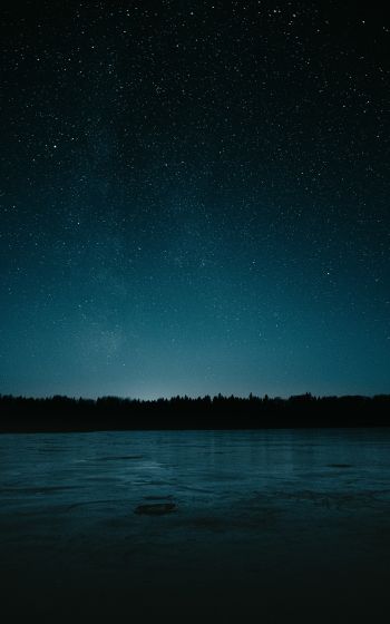Обои 800x1280 звездная ночь, озеро