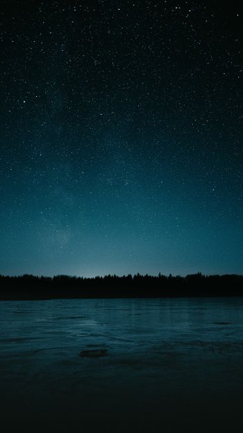 Обои 750x1334 звездная ночь, озеро