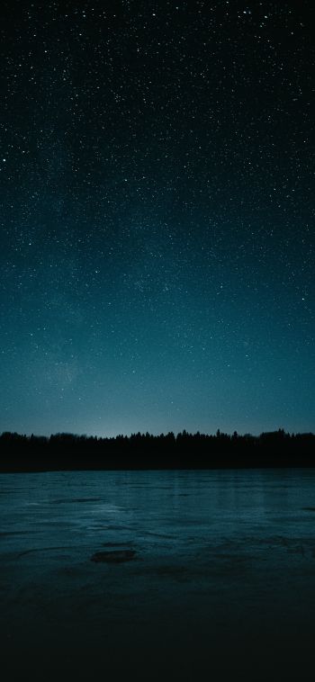 Обои 1080x2340 звездная ночь, озеро