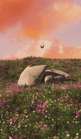 flower field, pillows Wallpaper 600x1024