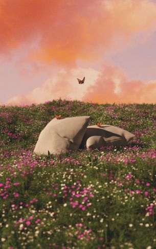 flower field, pillows Wallpaper 1752x2800