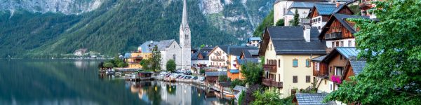 Hallstatt, Austria, lake Wallpaper 1590x400