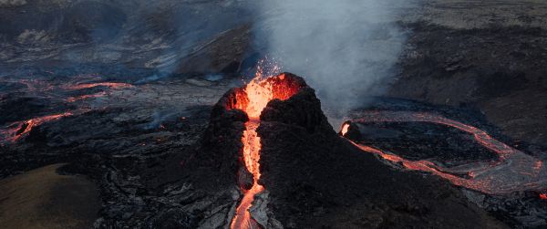 lava, eruption Wallpaper 3440x1440