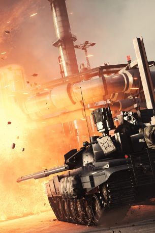 Battlefield 4, tank, explosion Wallpaper 640x960