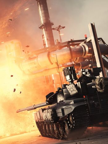 Battlefield 4, tank, explosion Wallpaper 2048x2732