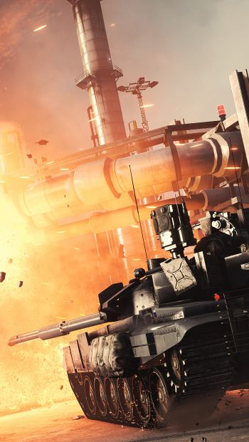 Battlefield 4, tank, explosion Wallpaper 640x1136