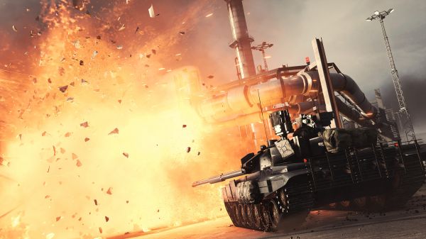 Battlefield 4, tank, explosion Wallpaper 7680x4320