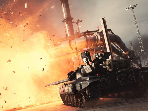 Обои 1024x768 Battlefield 4, танк, взрыв