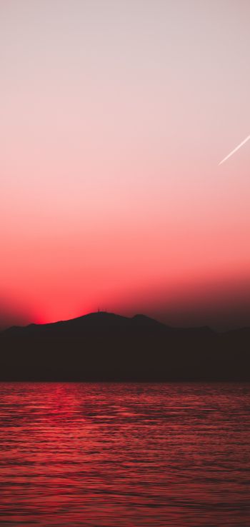 sea, mountain, sunset Wallpaper 1080x2280