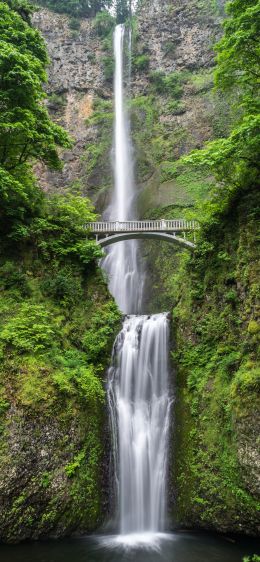 waterfall, bridge, mountains Wallpaper 828x1792