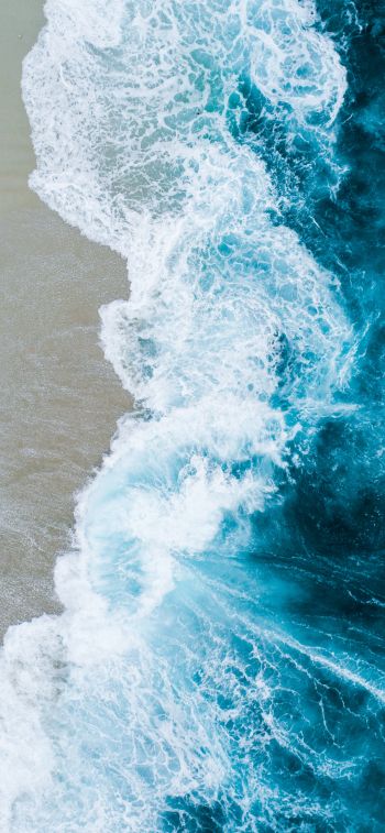 sea, waves, shore Wallpaper 1284x2778