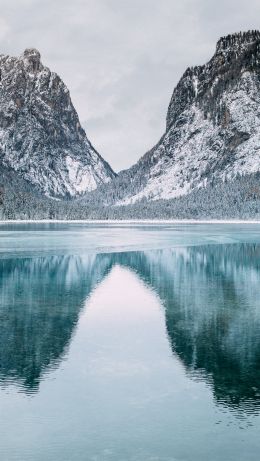 Toblaher Zee, Italy, lake Wallpaper 640x1136