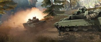 Обои 2560x1080 Battlefield 4, танк, взрыв