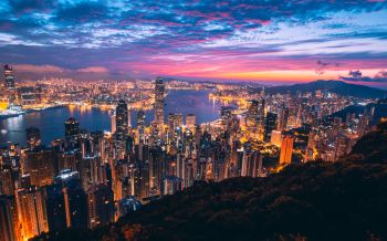Обои 2560x1600 Гонконг, огни города