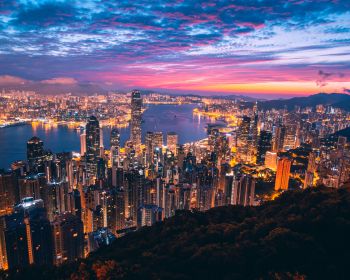 Hong Kong, city lights Wallpaper 1280x1024